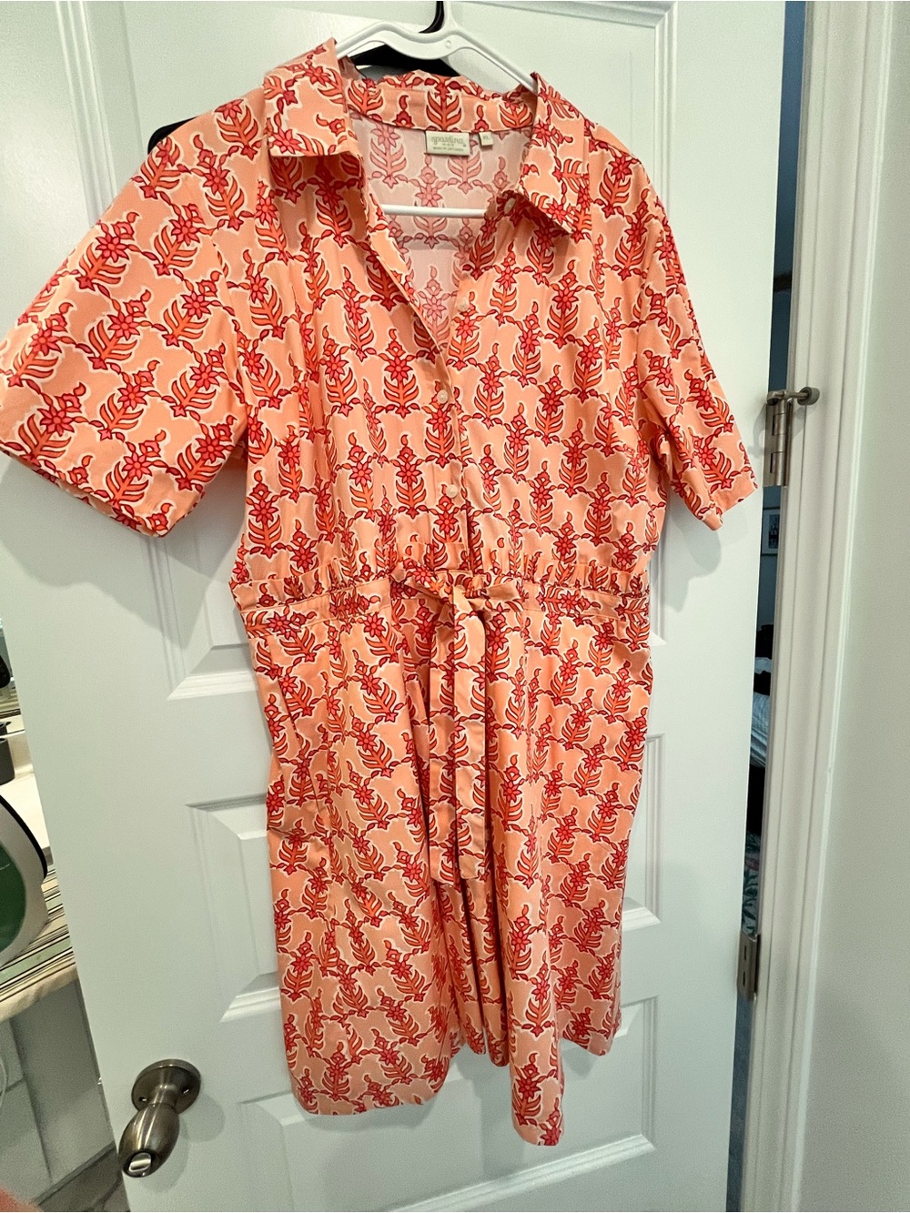 Spartina 449 Coral and Red Printed Shirt Dress